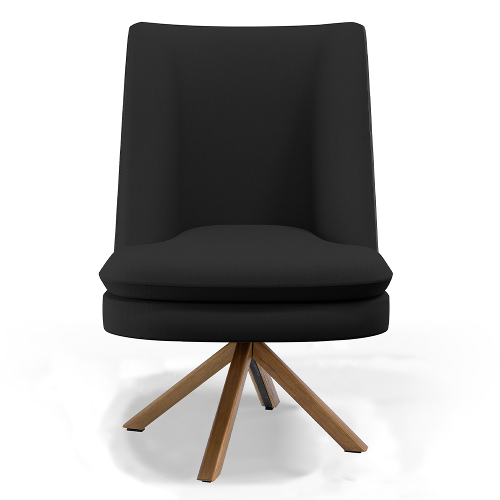 Kit 02 Poltronas Decorativa Base Giratória Pérsia D02 Veludo Preto C-300 Corano Preto B-97 - Lyam Decor