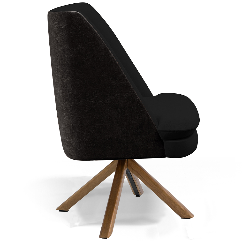 Kit 02 Poltronas Decorativa Base Giratória Pérsia D02 Veludo Preto C-300 Corano Preto B-97 - Lyam Decor