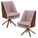 Kit 02 Poltronas Decorativa Base Giratória Pérsia D02 Veludo Rosê C-305 Corano Marrom B-38 - Lyam Decor