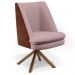 Kit 02 Poltronas Decorativa Base Giratória Pérsia D02 Veludo Rosê C-305 Corano Marrom B-38 - Lyam Decor