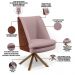 Kit 02 Poltronas Decorativa Base Giratória Pérsia D02 Veludo Rosê C-305 Corano Marrom B-38 - Lyam Decor