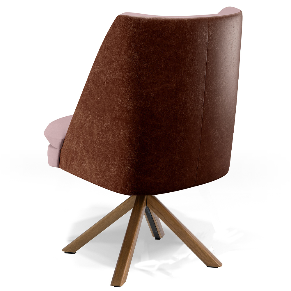 Kit 02 Poltronas Decorativa Base Giratória Pérsia D02 Veludo Rosê C-305 Corano Marrom B-38 - Lyam Decor