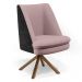 Kit 02 Poltronas Decorativa Base Giratória Pérsia D02 Veludo Rosê C-305 Corano Preto B-97 - Lyam Decor