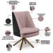 Kit 02 Poltronas Decorativa Base Giratória Pérsia D02 Veludo Rosê C-305 Corano Preto B-97 - Lyam Decor