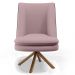 Kit 02 Poltronas Decorativa Base Giratória Pérsia D02 Veludo Rosê C-305 Corano Preto B-97 - Lyam Decor