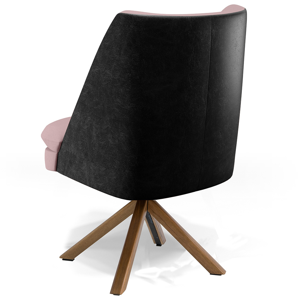 Kit 02 Poltronas Decorativa Base Giratória Pérsia D02 Veludo Rosê C-305 Corano Preto B-97 - Lyam Decor