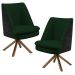 Kit 02 Poltronas Decorativa Base Giratória Pérsia D02 Veludo Verde Musgo C-303 Corano Preto B97 - Lyam Decor