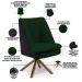 Kit 02 Poltronas Decorativa Base Giratória Pérsia D02 Veludo Verde Musgo C-303 Corano Preto B97 - Lyam Decor