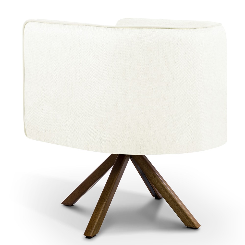 Kit 02 Poltronas Decorativa Base Giratória de Madeira Betina D02 Corano Bege C-26 - Lyam Decor