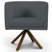 Kit 02 Poltronas Decorativa Base Giratória de Madeira Betina D02 Corano Cinza C-03 - Lyam Decor