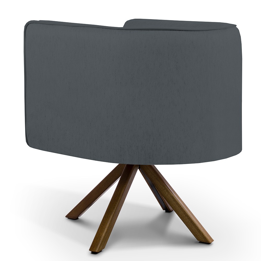 Kit 02 Poltronas Decorativa Base Giratória de Madeira Betina D02 Corano Cinza C-03 - Lyam Decor