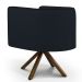 Kit 02 Poltronas Decorativa Base Giratória de Madeira Betina D02 Corano Preto C-05 - Lyam Decor