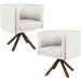Kit 02 Poltronas Decorativa Base Giratória de Madeira Betina D02 Linho Bege B-443 - Lyam Decor
