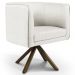 Kit 02 Poltronas Decorativa Base Giratória de Madeira Betina D02 Linho Bege B-443 - Lyam Decor