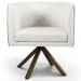Kit 02 Poltronas Decorativa Base Giratória de Madeira Betina D02 Linho Bege B-443 - Lyam Decor
