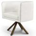 Kit 02 Poltronas Decorativa Base Giratória de Madeira Betina D02 Linho Bege B-443 - Lyam Decor