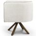 Kit 02 Poltronas Decorativa Base Giratória de Madeira Betina D02 Linho Bege B-443 - Lyam Decor