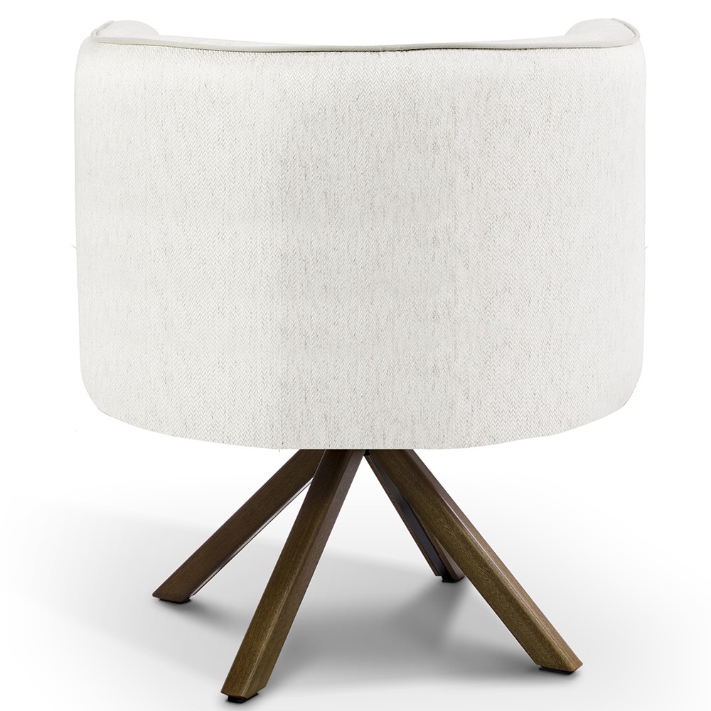 Kit 02 Poltronas Decorativa Base Giratória de Madeira Betina D02 Linho Bege B-443 - Lyam Decor