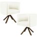 Kit 02 Poltronas Decorativa Base Giratória de Madeira Betina D02 Linho Bege C-107 - Lyam Decor