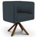Kit 02 Poltronas Decorativa Base Giratória de Madeira Betina D02 Linho Chumbo C-465 - Lyam Decor