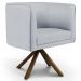 Kit 02 Poltronas Decorativa Base Giratória de Madeira Betina D02 Linho Cinza C-315 - Lyam Decor
