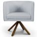 Kit 02 Poltronas Decorativa Base Giratória de Madeira Betina D02 Linho Cinza C-315 - Lyam Decor