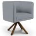 Kit 02 Poltronas Decorativa Base Giratória de Madeira Betina D02 Linho Cinza C-416 - Lyam Decor