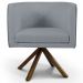 Kit 02 Poltronas Decorativa Base Giratória de Madeira Betina D02 Linho Cinza C-416 - Lyam Decor