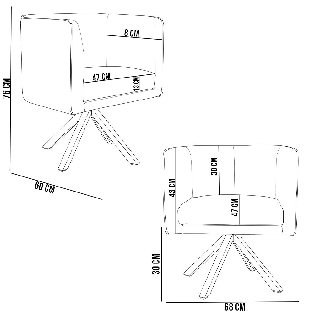 Kit 02 Poltronas Decorativa Base Giratória de Madeira Betina D02 Linho Cinza C-416 - Lyam Decor