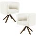 Kit 02 Poltronas Decorativa Base Giratória de Madeira Betina D02 Veludo Bege B-309 - Lyam Decor