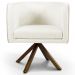 Kit 02 Poltronas Decorativa Base Giratória de Madeira Betina D02 Veludo Bege B-309 - Lyam Decor