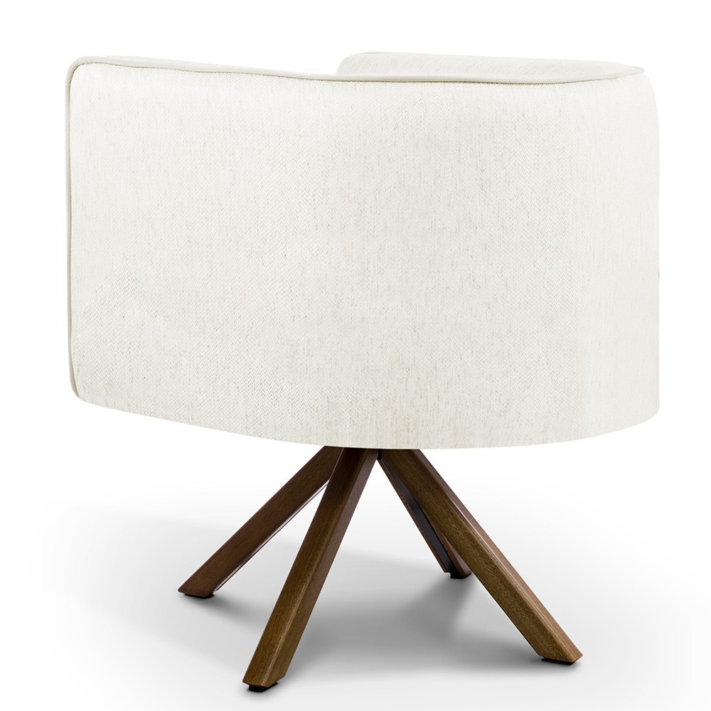 Kit 02 Poltronas Decorativa Base Giratória de Madeira Betina D02 Veludo Bege B-309 - Lyam Decor