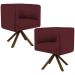 Kit 02 Poltronas Decorativa Base Giratória de Madeira Betina D02 Veludo Marsala B-278 - Lyam Decor