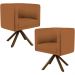 Kit 02 Poltronas Decorativa Base Giratória de Madeira Betina D02 Veludo Telha B-262 - Lyam Decor