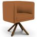 Kit 02 Poltronas Decorativa Base Giratória de Madeira Betina D02 Veludo Telha B-262 - Lyam Decor