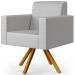 Kit 02 Poltronas Decorativa Base Giratória de Madeira Helô L02 Facto Cinza Metalizado - Lyam Decor