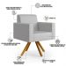 Kit 02 Poltronas Decorativa Base Giratória de Madeira Helô L02 Facto Cinza Metalizado - Lyam Decor