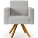 Kit 02 Poltronas Decorativa Base Giratória de Madeira Helô L02 Facto Cinza Metalizado - Lyam Decor