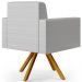Kit 02 Poltronas Decorativa Base Giratória de Madeira Helô L02 Facto Cinza Metalizado - Lyam Decor