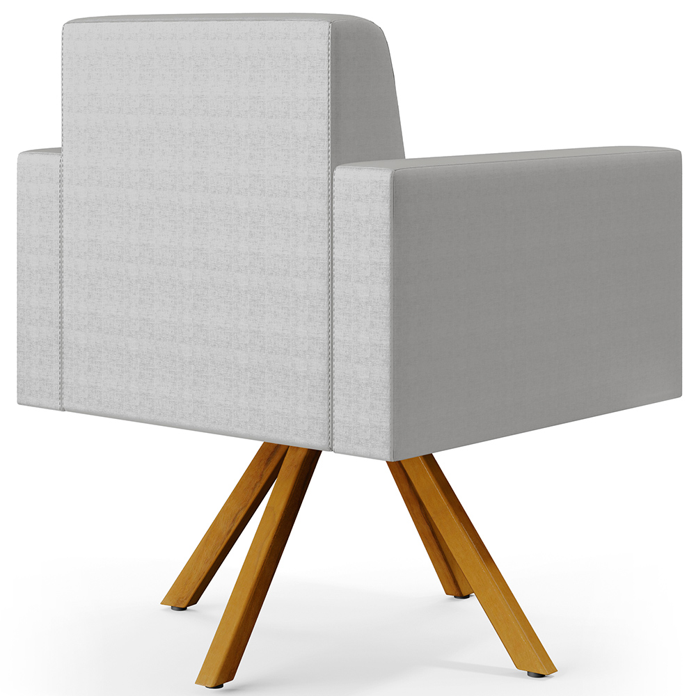 Kit 02 Poltronas Decorativa Base Giratória de Madeira Helô L02 Facto Cinza Metalizado - Lyam Decor