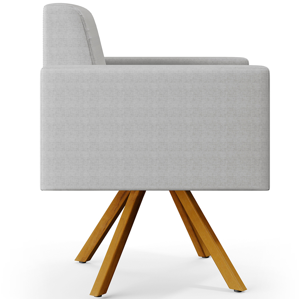 Kit 02 Poltronas Decorativa Base Giratória de Madeira Helô L02 Facto Cinza Metalizado - Lyam Decor