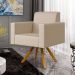 Kit 02 Poltronas Decorativa Base Giratória de Madeira Helô L02 Facto Pérola Metalizado - Lyam Decor