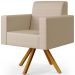 Kit 02 Poltronas Decorativa Base Giratória de Madeira Helô L02 Facto Pérola Metalizado - Lyam Decor