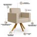 Kit 02 Poltronas Decorativa Base Giratória de Madeira Helô L02 Facto Pérola Metalizado - Lyam Decor