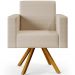 Kit 02 Poltronas Decorativa Base Giratória de Madeira Helô L02 Facto Pérola Metalizado - Lyam Decor