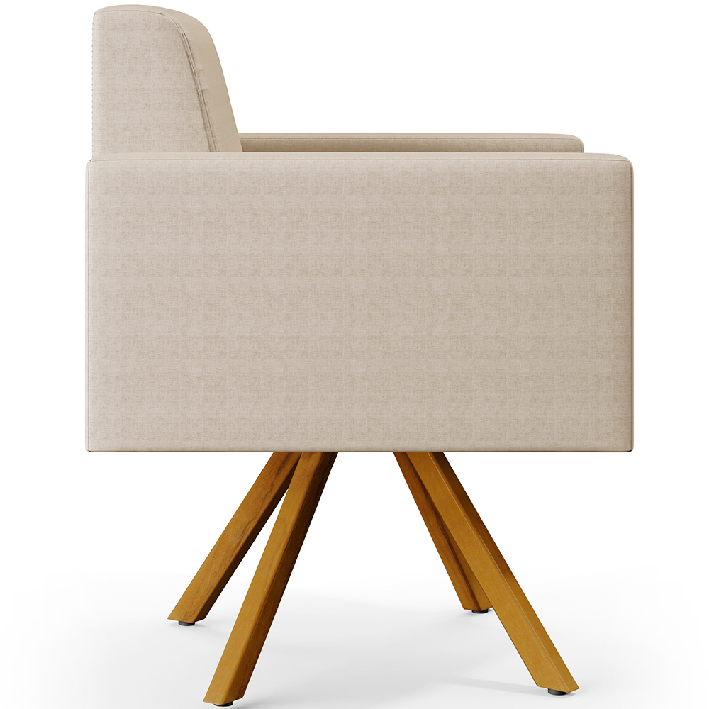 Kit 02 Poltronas Decorativa Base Giratória de Madeira Helô L02 Facto Pérola Metalizado - Lyam Decor