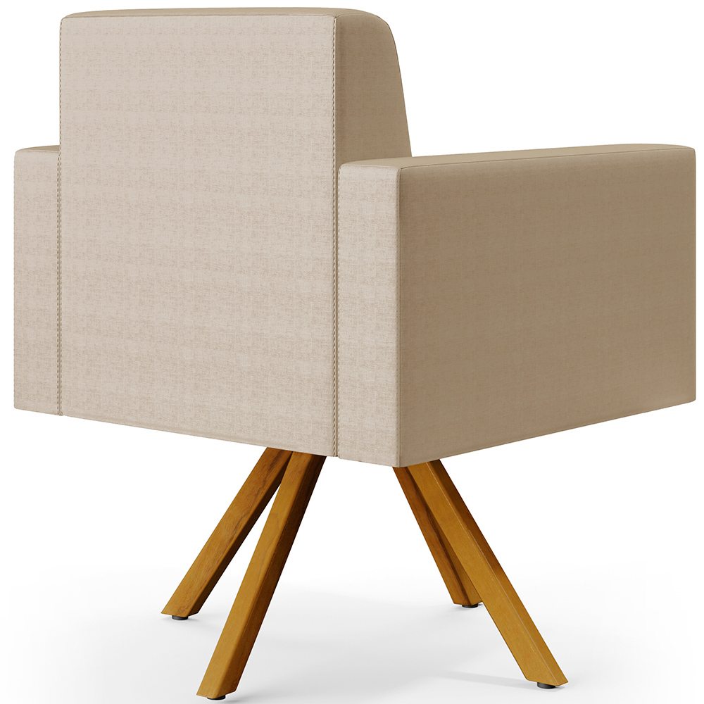 Kit 02 Poltronas Decorativa Base Giratória de Madeira Helô L02 Facto Pérola Metalizado - Lyam Decor