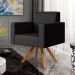 Kit 02 Poltronas Decorativa Base Giratória de Madeira Helô L02 Facto Preto Metalizado - Lyam Decor