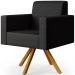 Kit 02 Poltronas Decorativa Base Giratória de Madeira Helô L02 Facto Preto Metalizado - Lyam Decor