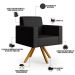Kit 02 Poltronas Decorativa Base Giratória de Madeira Helô L02 Facto Preto Metalizado - Lyam Decor